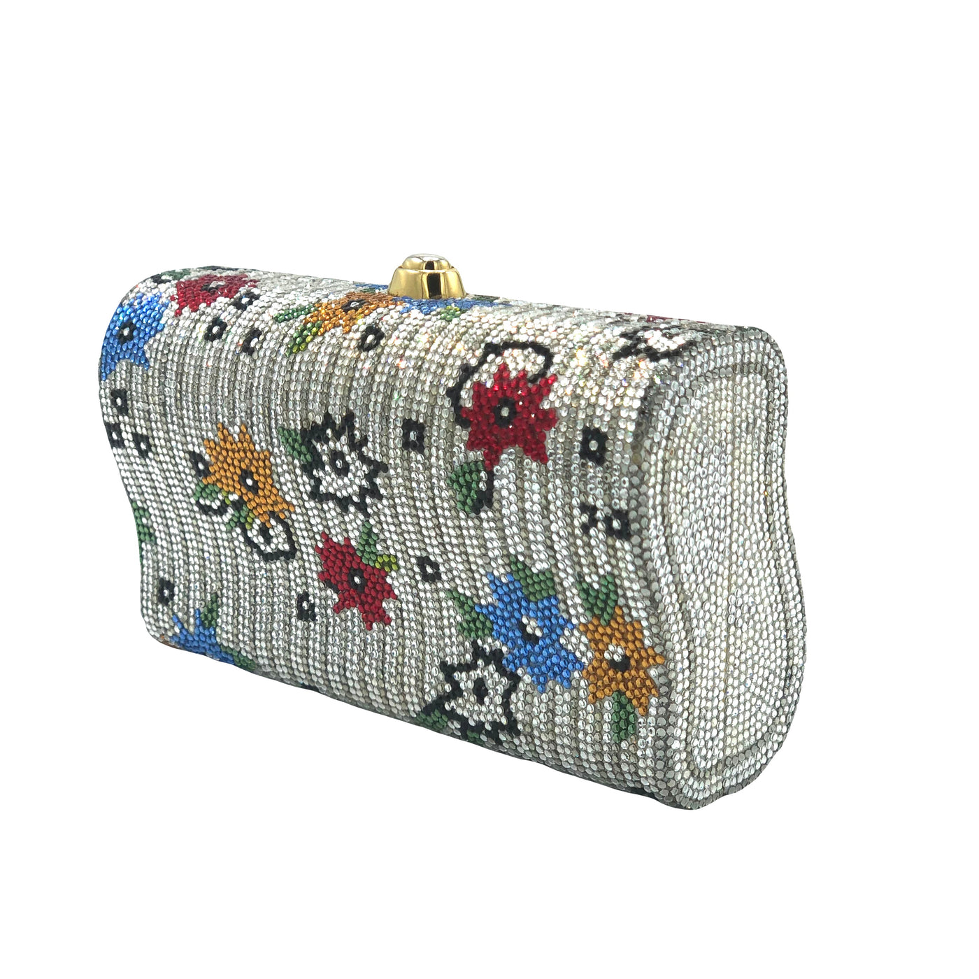 JUDITH LEIBER Floral Swaroski Minaudiere Clutch Bag RRP: £2500