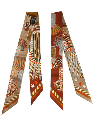 HERMES Epaulette de Gala pair of silk Twilly unworn with box
