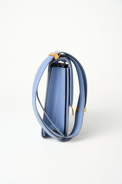 CELINE medium blue shiny calfskin classic handbag