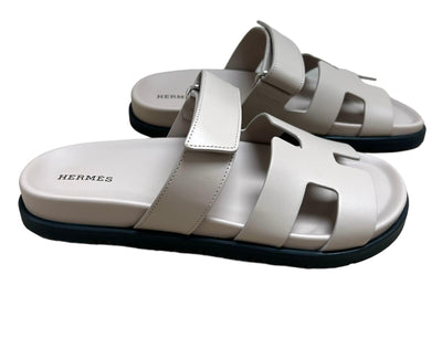 HERMES Chypre beige Mastic calf leather sandals size 39 - brand new from store