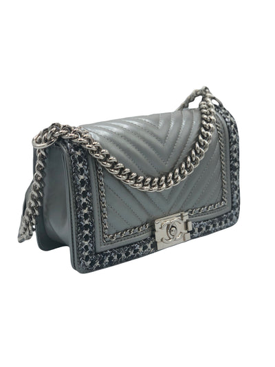 CHANEL Medium Silver Boy Handbag Limited Edition