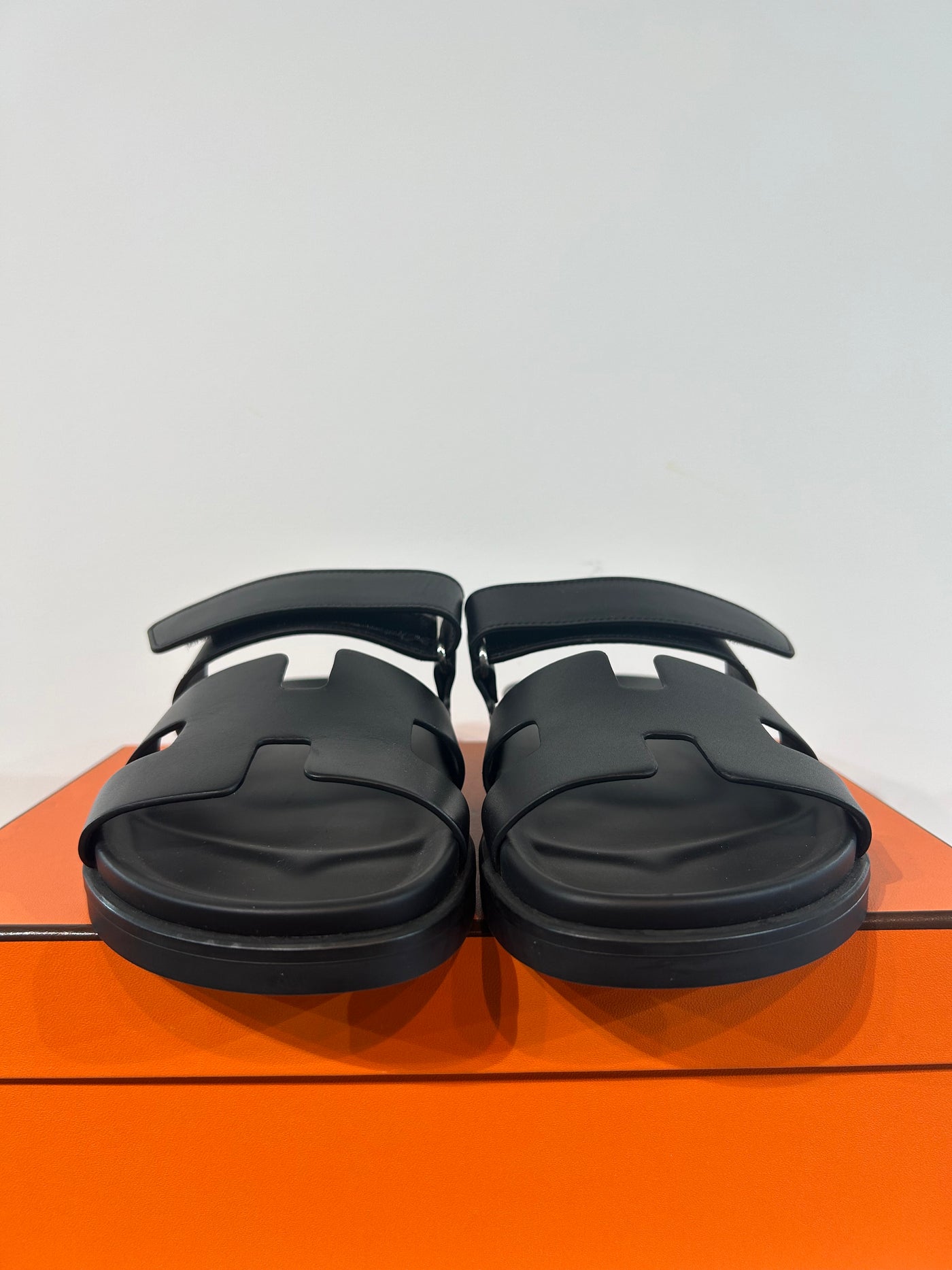 HERMES Chypre Calf leather sandals size 38.5 *Store Fresh*