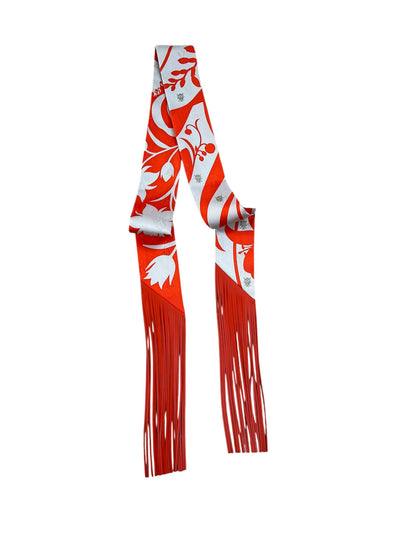 HERMES Bouquet Final Katie's Scott Leather Fringe Twilly new with box