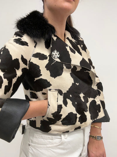 DOLCE GABBANA cow calfskin & lambskin leather jacket size 40
