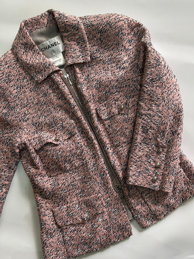 CHANEL Pink Silver Zip Chain Two Pieces Suit 2011 size 42