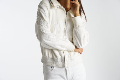 CHANEL white zipper hoodie jacket size 34 oversized