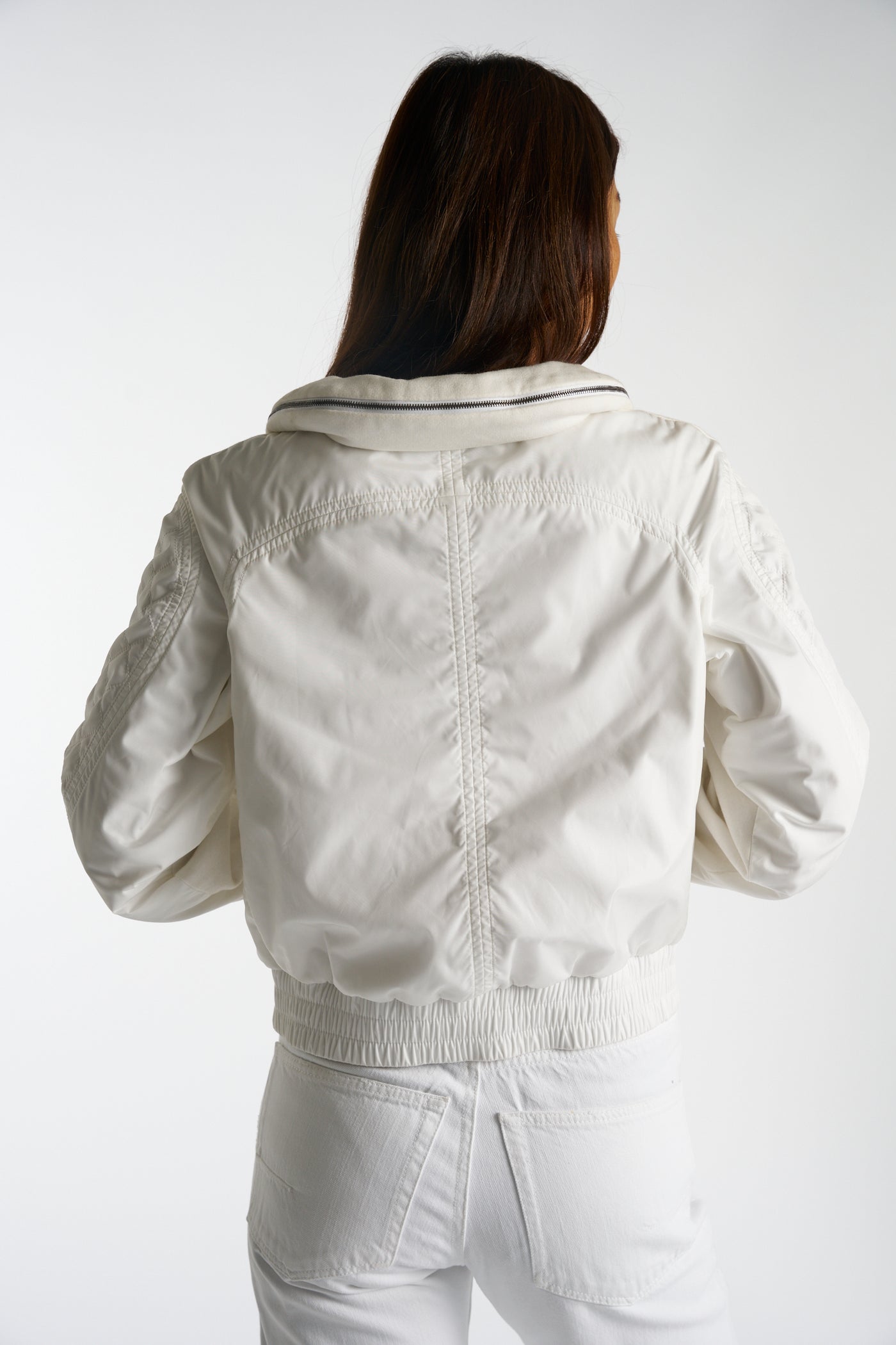 CHANEL white zipper hoodie jacket size 34 oversized