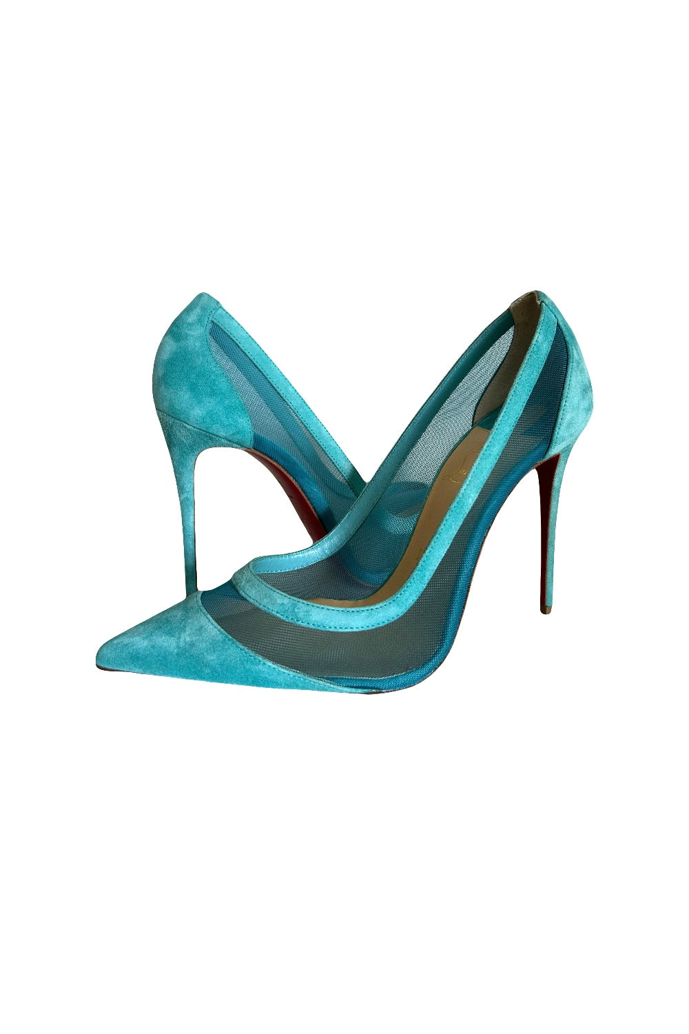 Christian LOUBOUTIN Galativi turquoise suede heels size 38.5