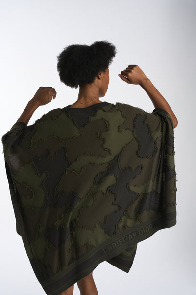 CHRISTIAN DIOR camouflage cashmere poncho