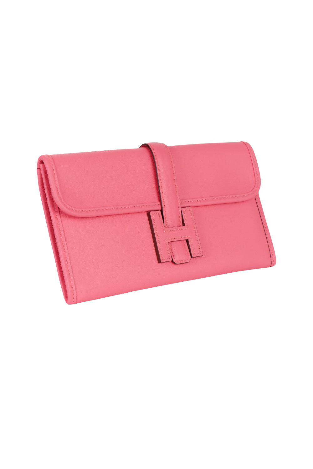 HERMES mini Jige rose azalee swift leather clutch full set