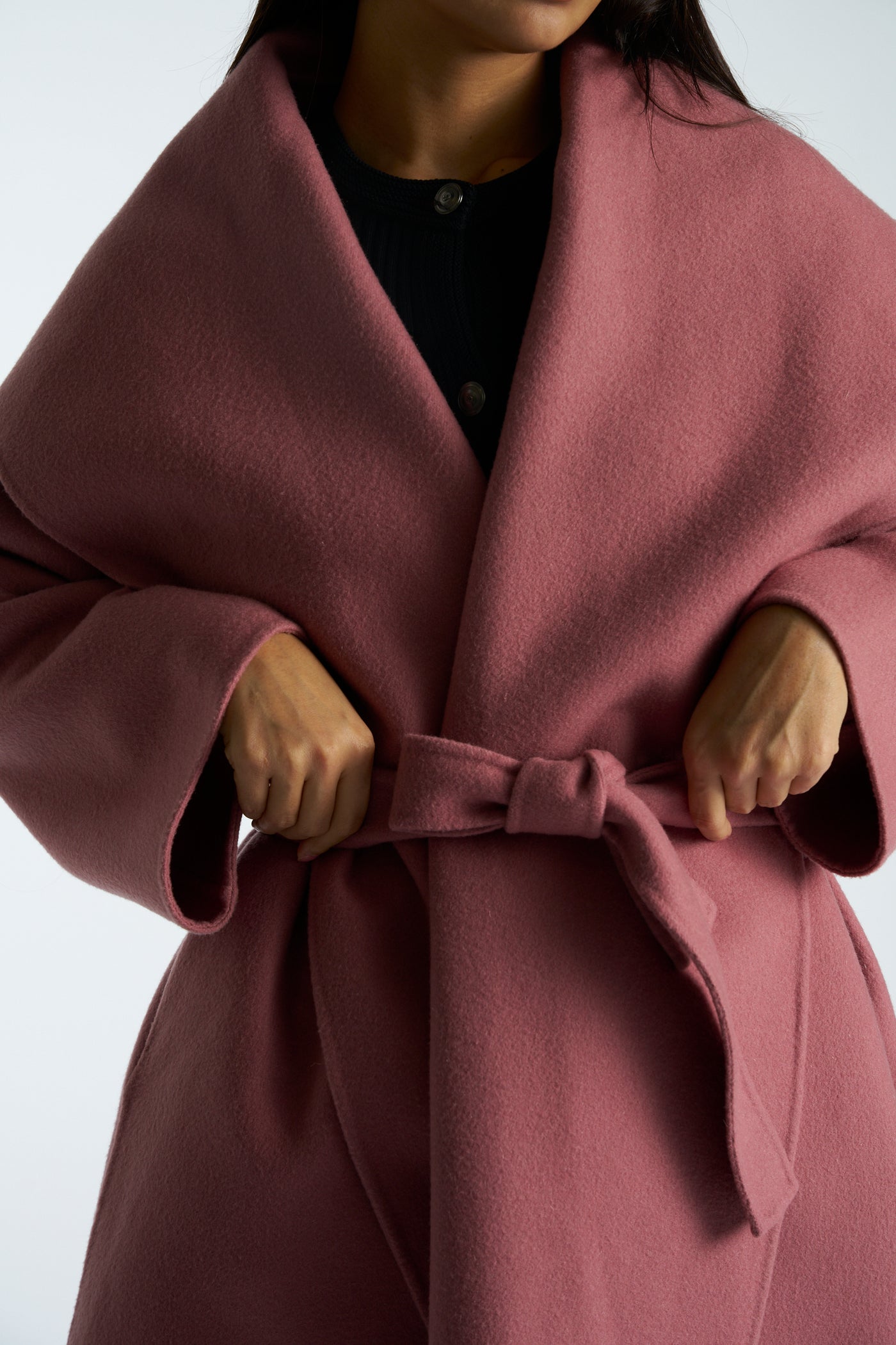 BOTTEGA VENETA pink cashmere wrap coat