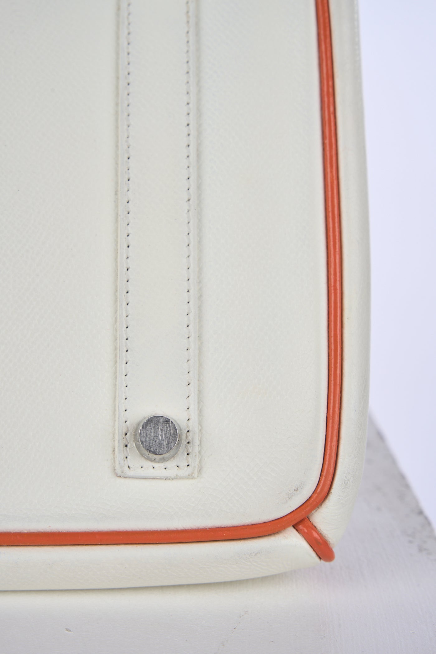 HERMES Birkin 35cm special order white/orange with palladium hardware