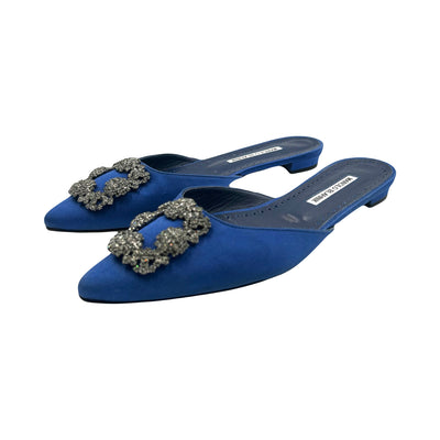 Manolo BLAHNIK Hangisi embellished satin slippers size 38.5 RRP: £825