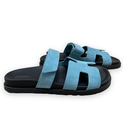 HERMES bleu mineral suede chypre sandals size 39.5 new in box