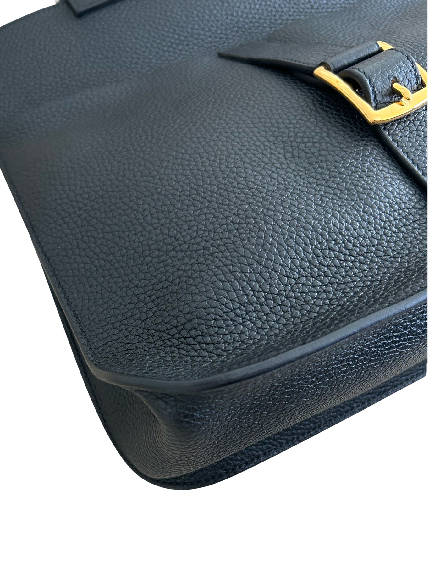 HERMES Alzan 31 Noir Clemence Leather with Gold Hardware