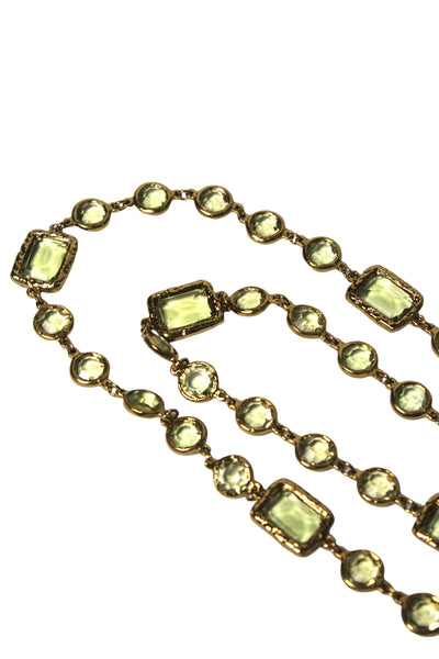 CHANEL Collector Rare Vintage Chiclet Citrine Gripoix Glass Sautoir Necklace 1981