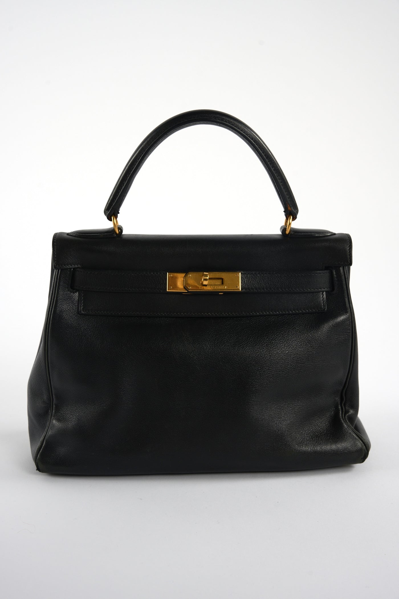 HERMES Kelly 28 vintage 1996 black swift leather with gold hardware