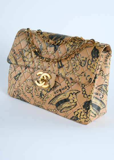 CHANEL rare jumbo Icon vintage 1993 handbag with 24ct gold plated