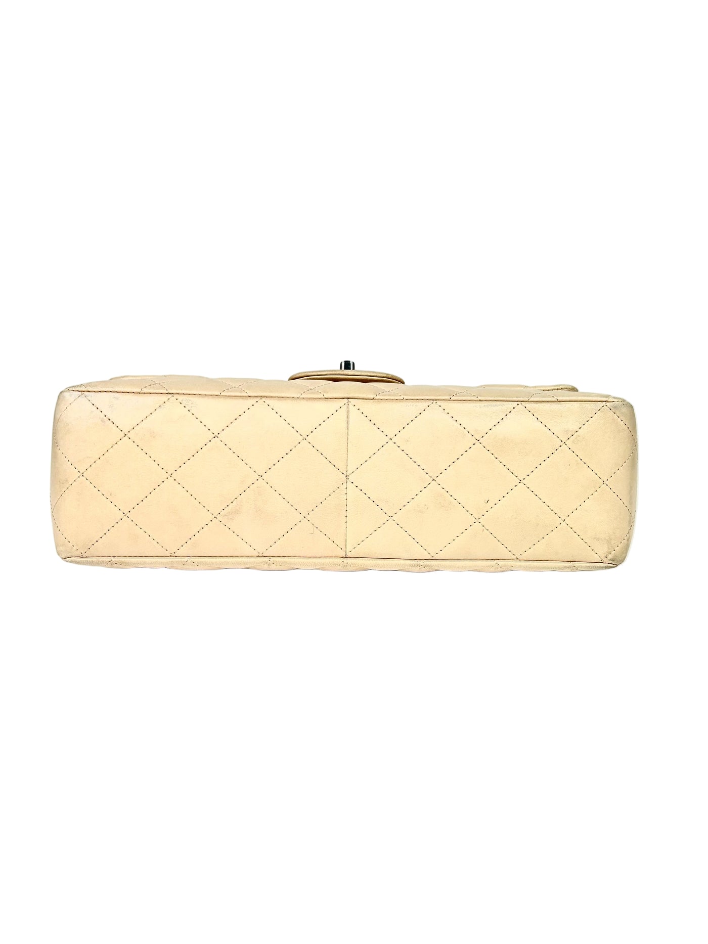 CHANEL Jumbo Single Flap Beige Clair Lambskin Leather Silver Hardware with box