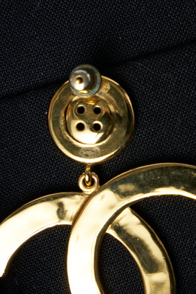 CHANEL 2021 buttons gold CC earrings with box