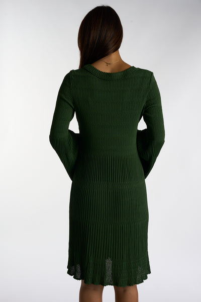 AZZEDINE ALAIA greeen flute sleeves dress size 38