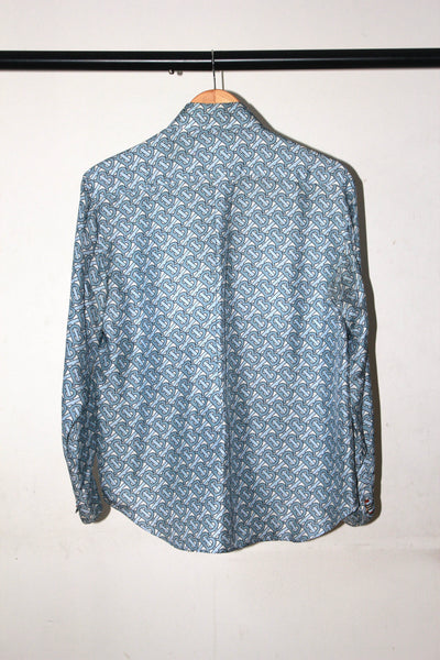 BURBERRY silk blue printed shirt blouse