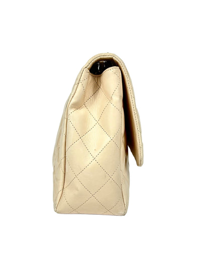 CHANEL Jumbo Single Flap Beige Clair Lambskin Leather Silver Hardware with box