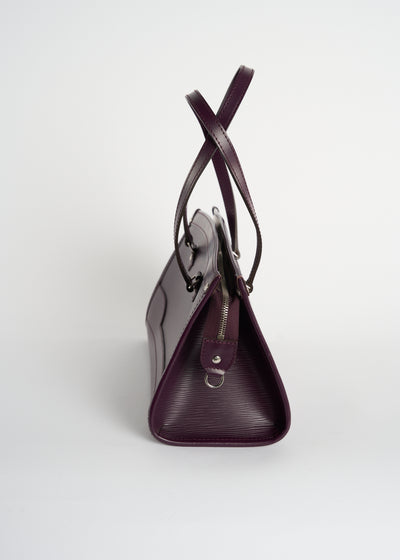 LOUIS VUITTON "Madeleine" purple epi leather handbag