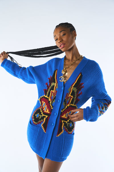 ETRO blue logo knitted cardigan size 38 larged to size