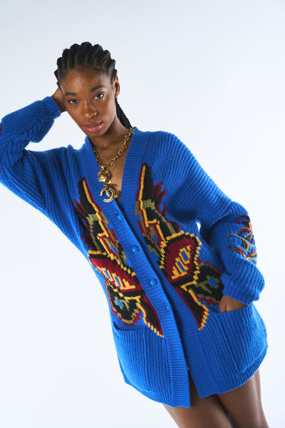 ETRO blue logo knitted cardigan size 38 larged to size