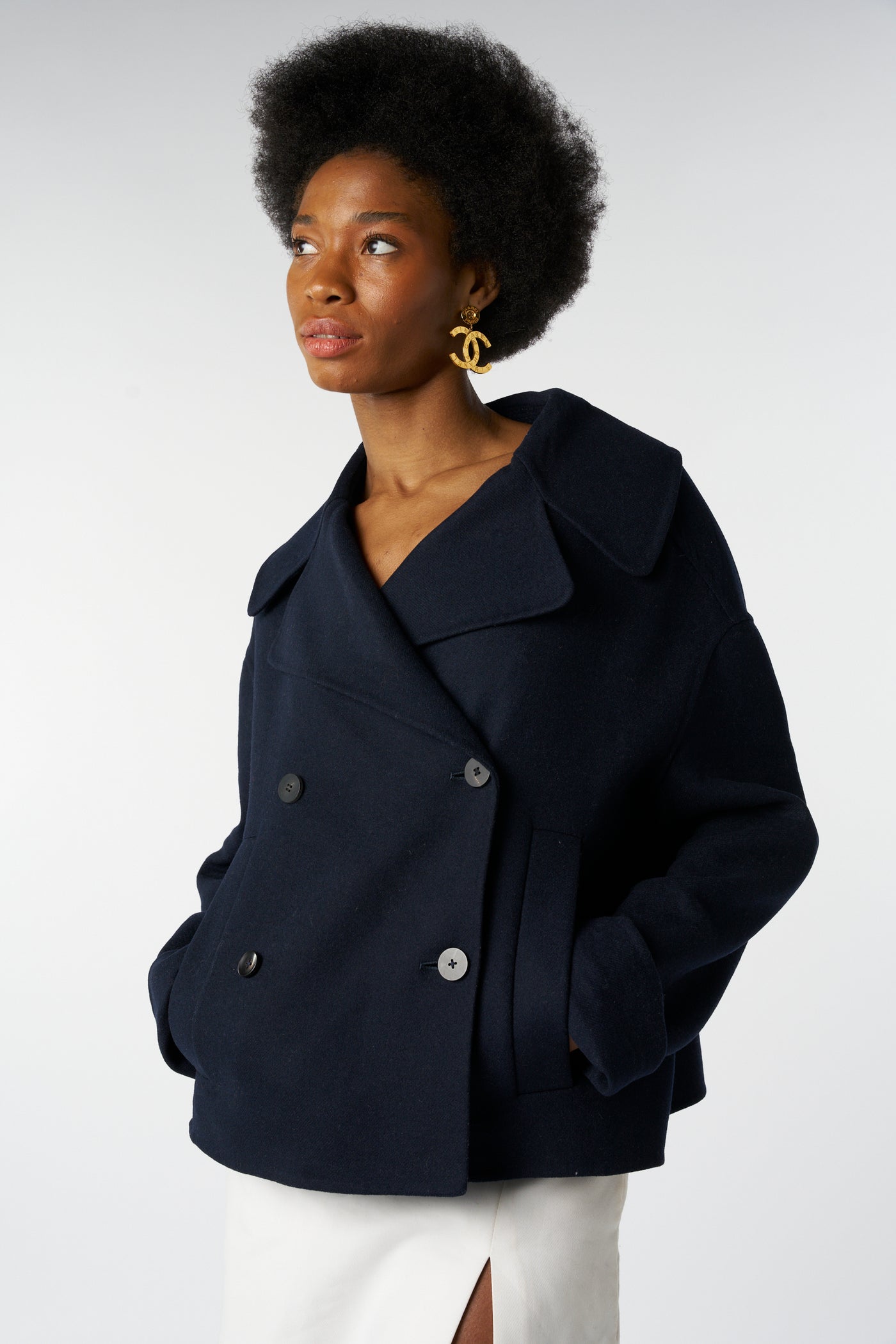 CHRISTIAN DIOR navy wool peacoat jacket size 40