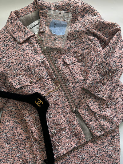 CHANEL Pink Silver Zip Chain Two Pieces Suit 2011 size 42
