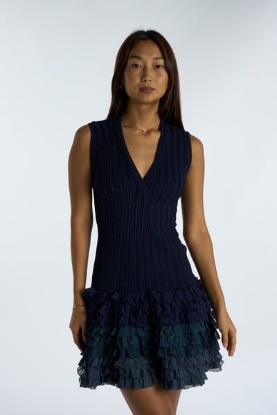 AZZEDINE ALAIA blue ombre dress size 38