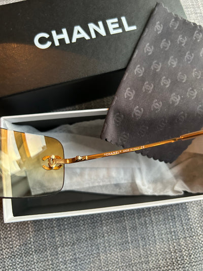 Chanel clear vintage sunglasses cc crystals with box