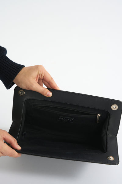 CHANEL black patent XL CC clutch