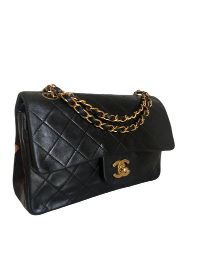 CHANEL Vintage Small Classic Double Flap quilted lambskin 24 carats gold hardware