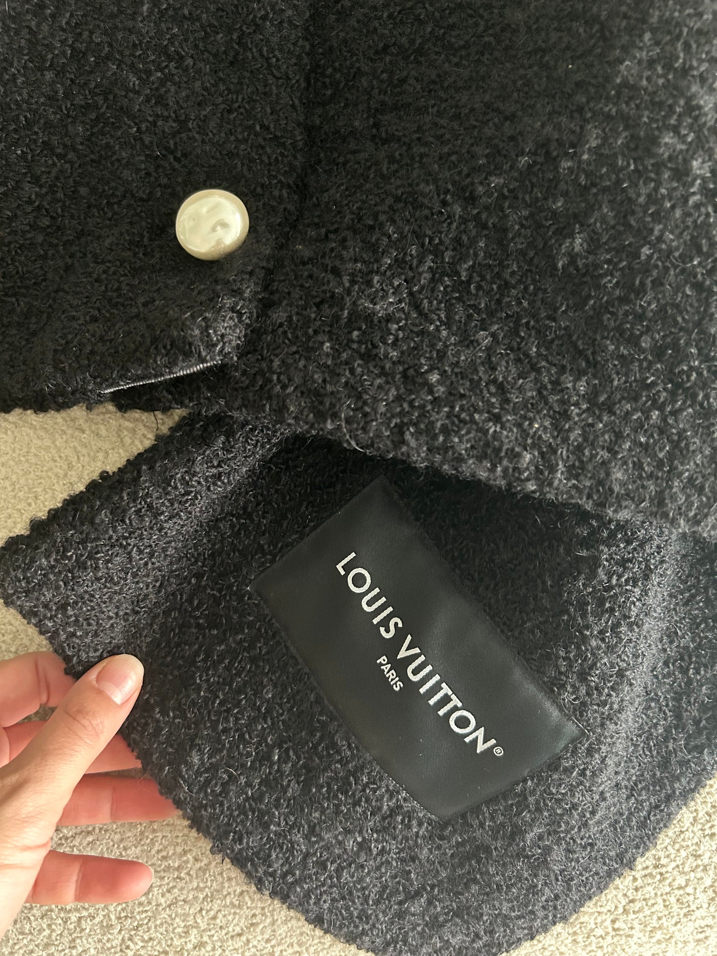 LOUIS VUITTON FW22 Boucle vest with sweeping panel and faux pearls buttons size 38