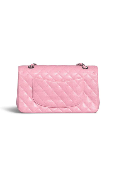 CHANEL classic medium double flap sakura pink caviar with silver hardware