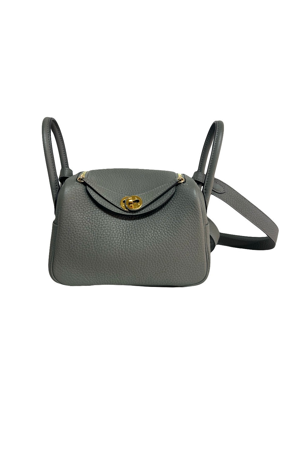 HERMES Lindy Mini || Gris Meyer Clemence leather with Gold Hardware