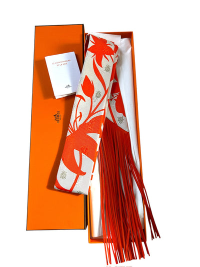 HERMES Bouquet Final Katie's Scott Leather Fringe Twilly new with box