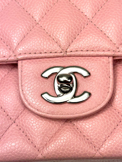 CHANEL Classic Medium Double Flap Sakura Pink Caviar with Silver Hardware