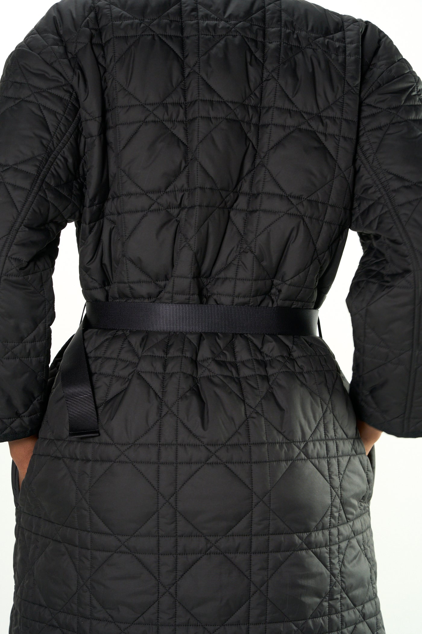 CHRISTIAN DIOR Macrocannage matelasse long jacket with belt size 38 oversized fit