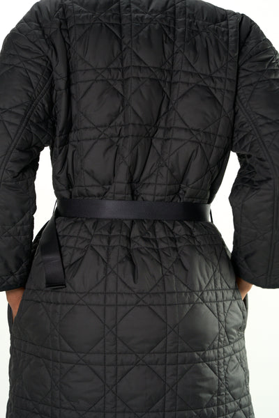 CHRISTIAN DIOR Macrocannage matelasse long jacket with belt size 38 oversized fit