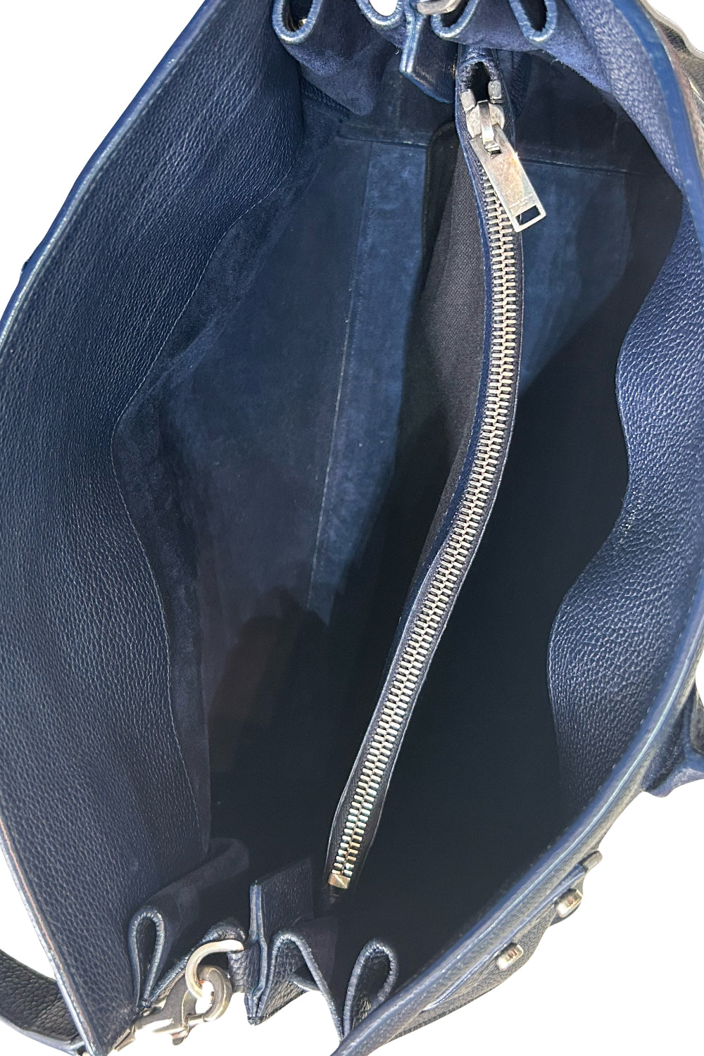 SAINT LAURENT Sac De Jour  medium navy grain supple leather with strap