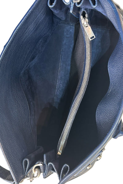 SAINT LAURENT Sac De Jour  medium navy grain supple leather with strap