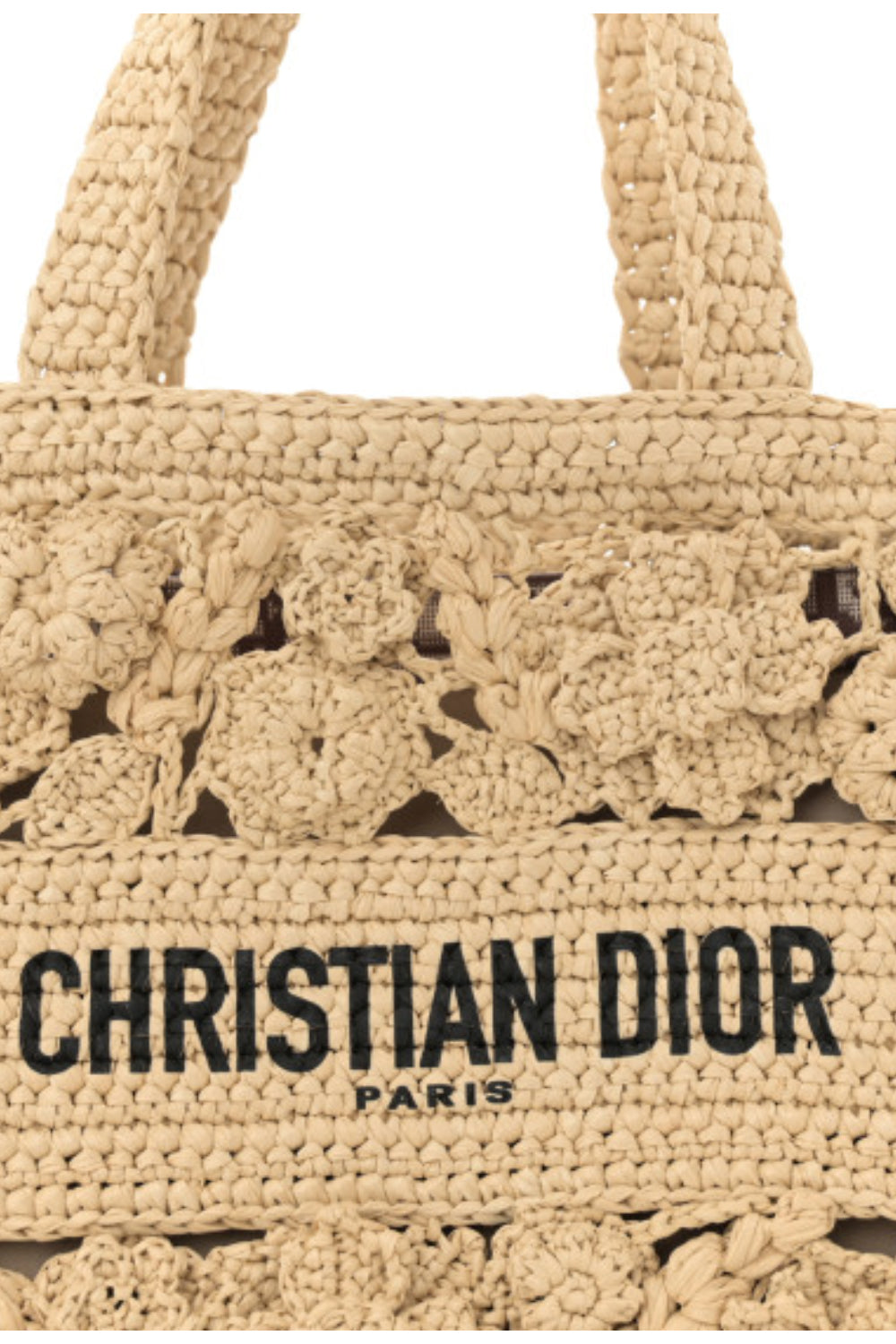 CHRISTIAN DIOR hand crocheted millefiori small book tote handbag with oblique insert