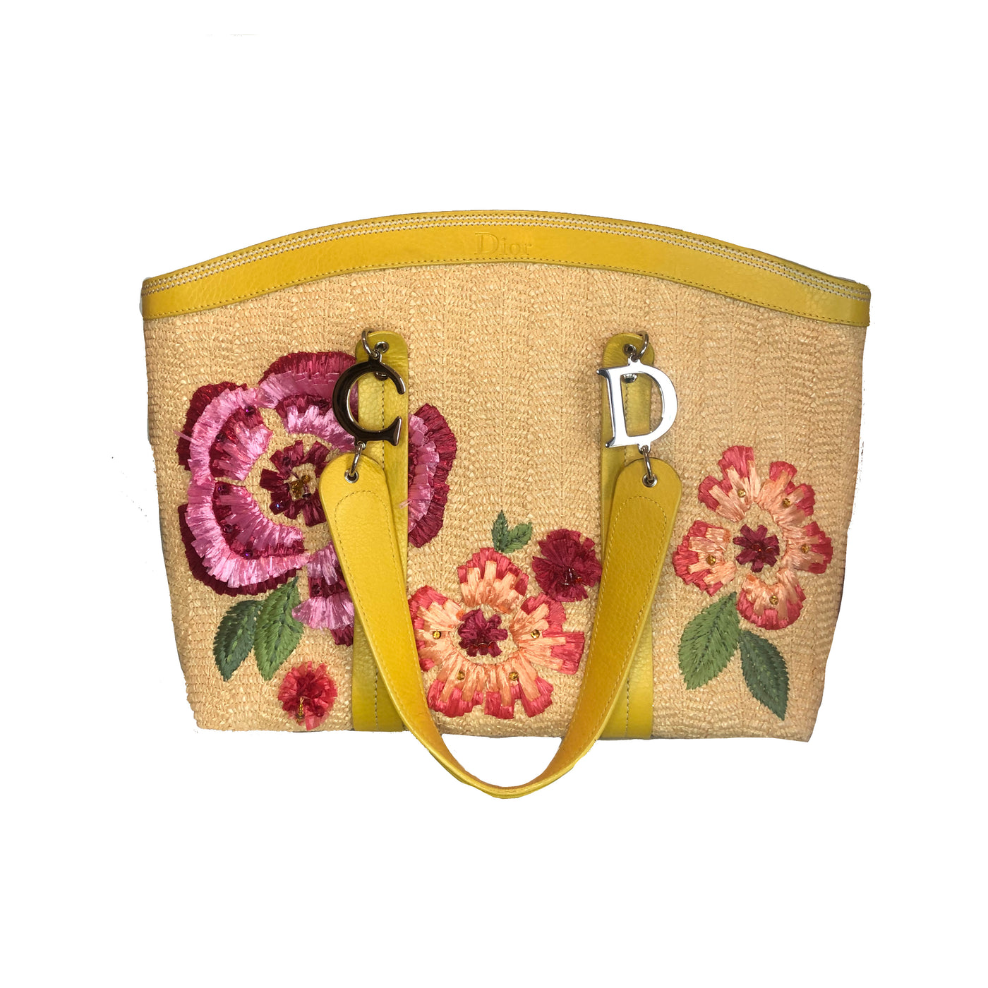 CHRISTIAN DIOR Limited Edition floral raffia tote handbag by John Galliano