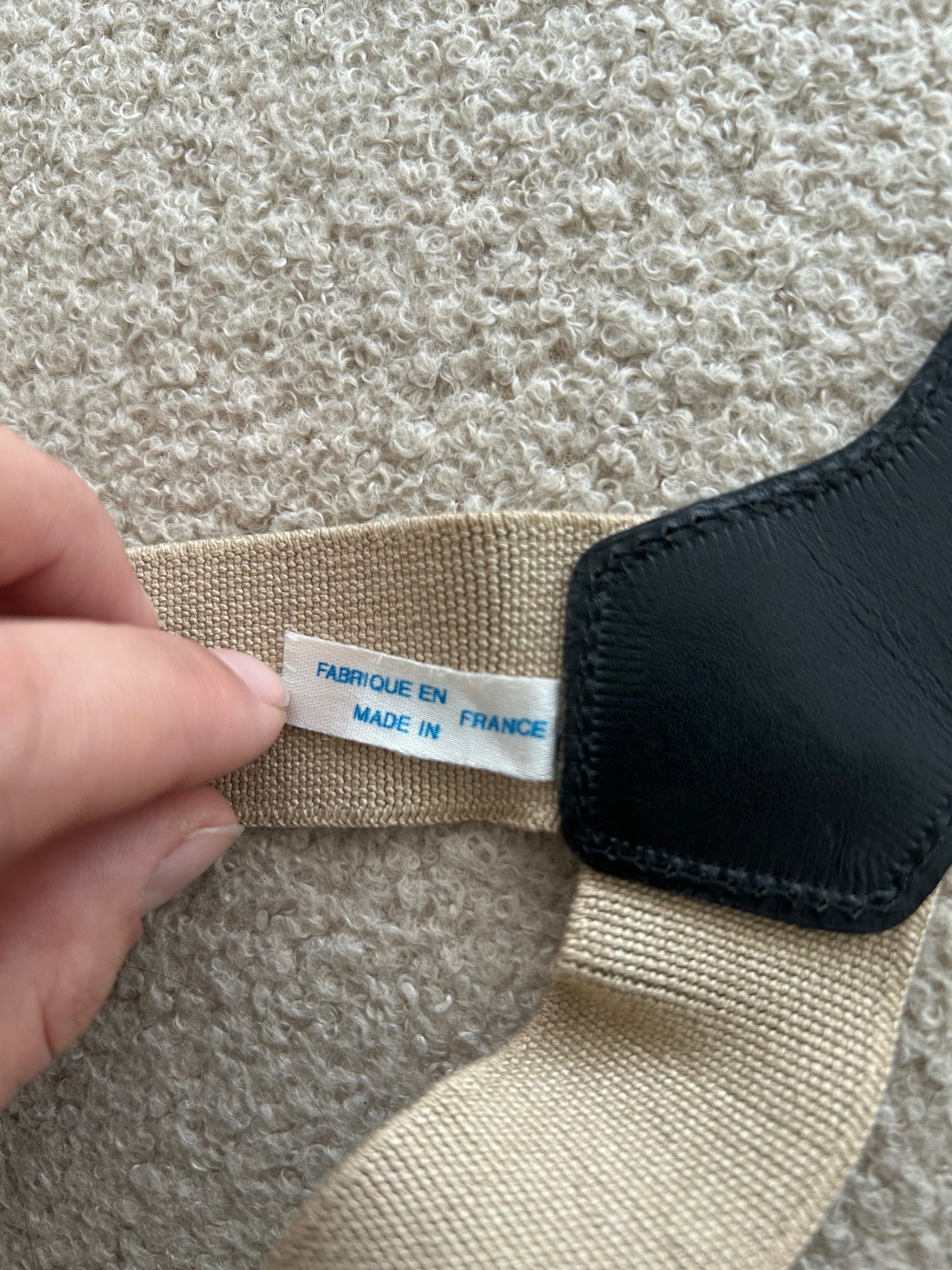 CHANEL VINTAGE SS 1994 Runway beige leather and fabric suspender