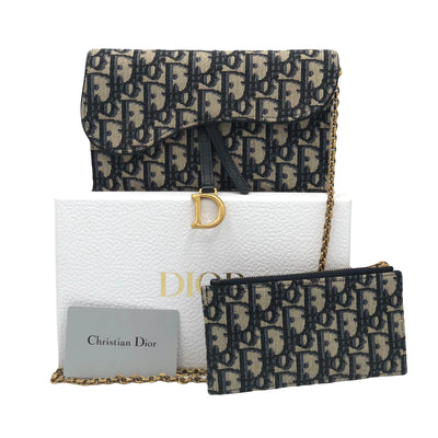 CHRISTIAN DIOR Long Saddle Wallet On Chain Oblique with box RRP: £1250