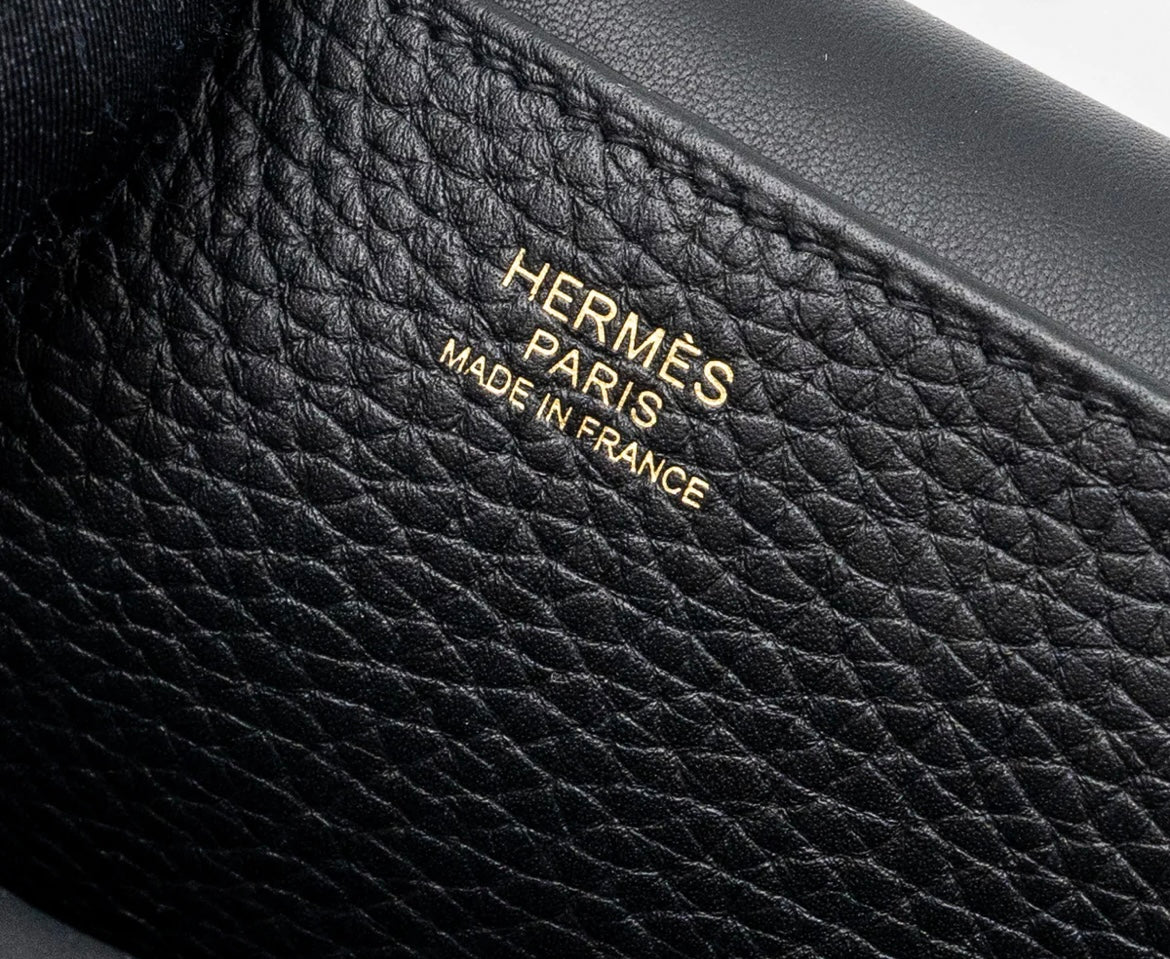 HERMES Alzan 31 Noir Clemence Leather with Gold Hardware